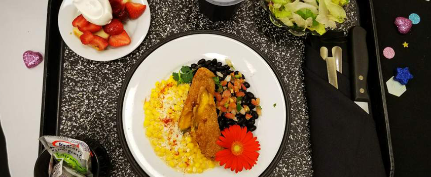 cheddar stuffed poblano chile relleno - vegetarian hospital meal