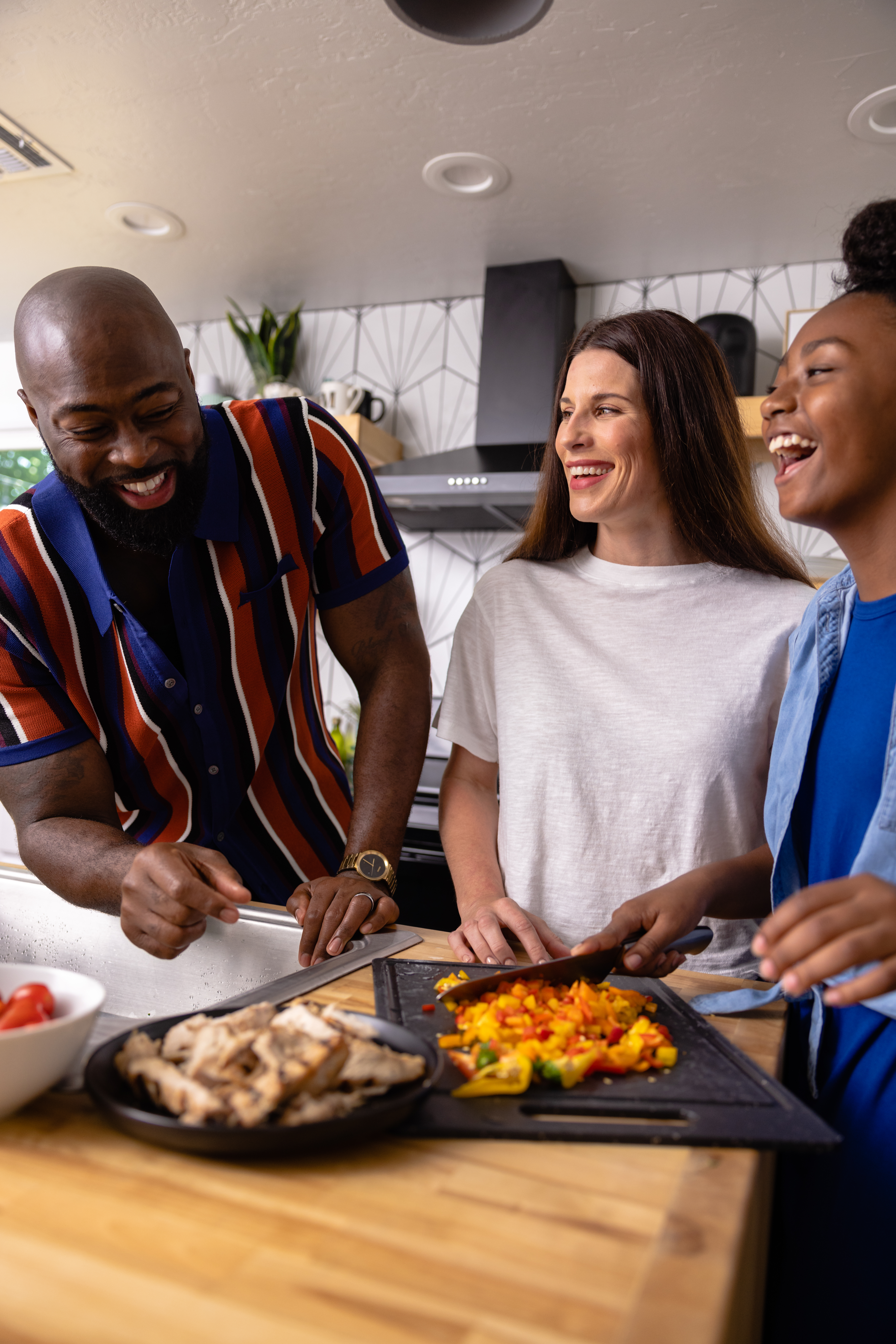 Family eating heart healthy food.