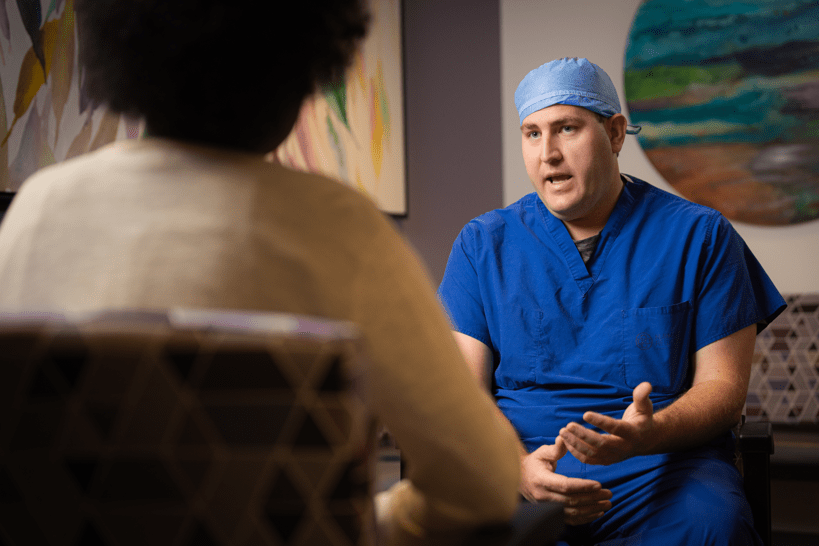 Jay Jennings, MD, with patient. 